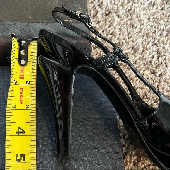 Chanel black patent leather with white cap toe Slingback pumps - Picture 15 of 15